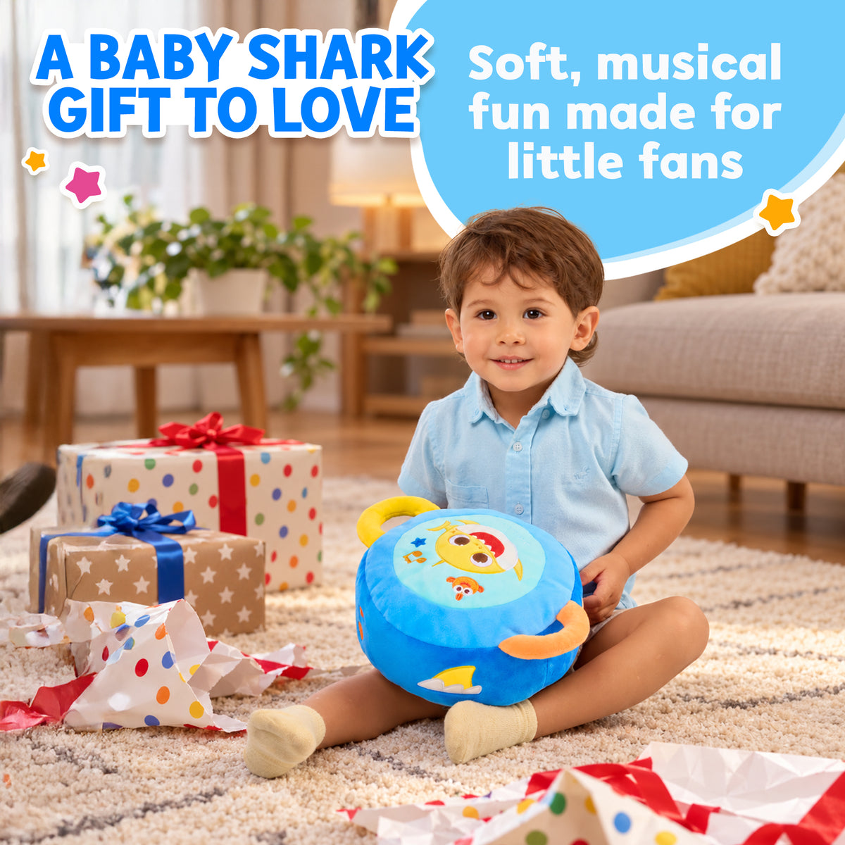 Baby Shark Plush Drum Blue