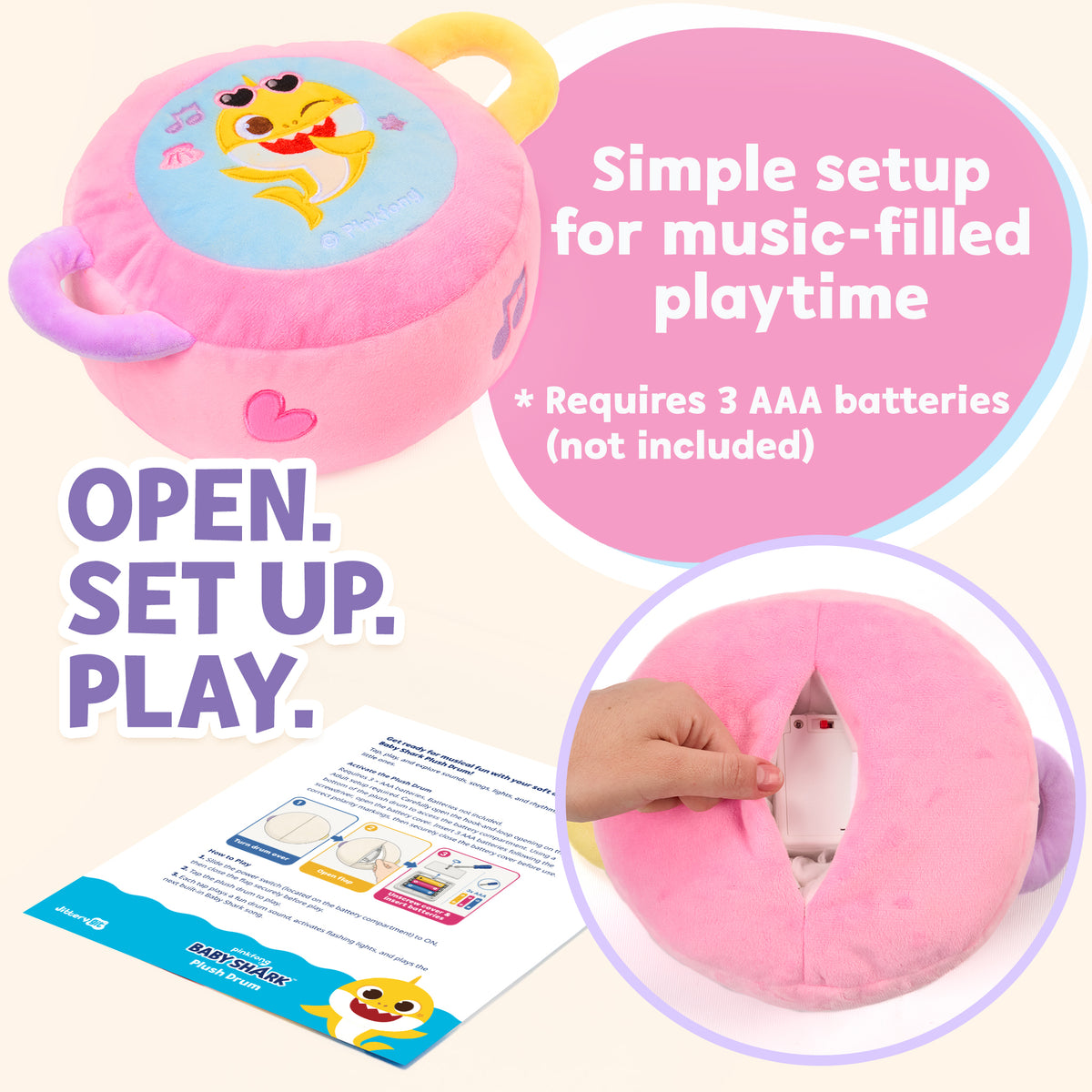 Baby Shark Plush Drum Pink