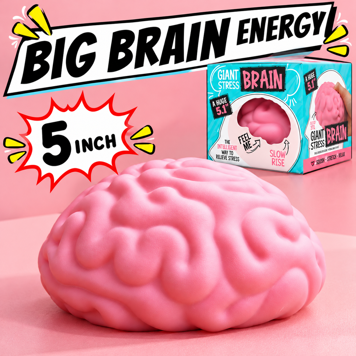 Giant Brain Stress Ball – Jumbo Squishy Toy