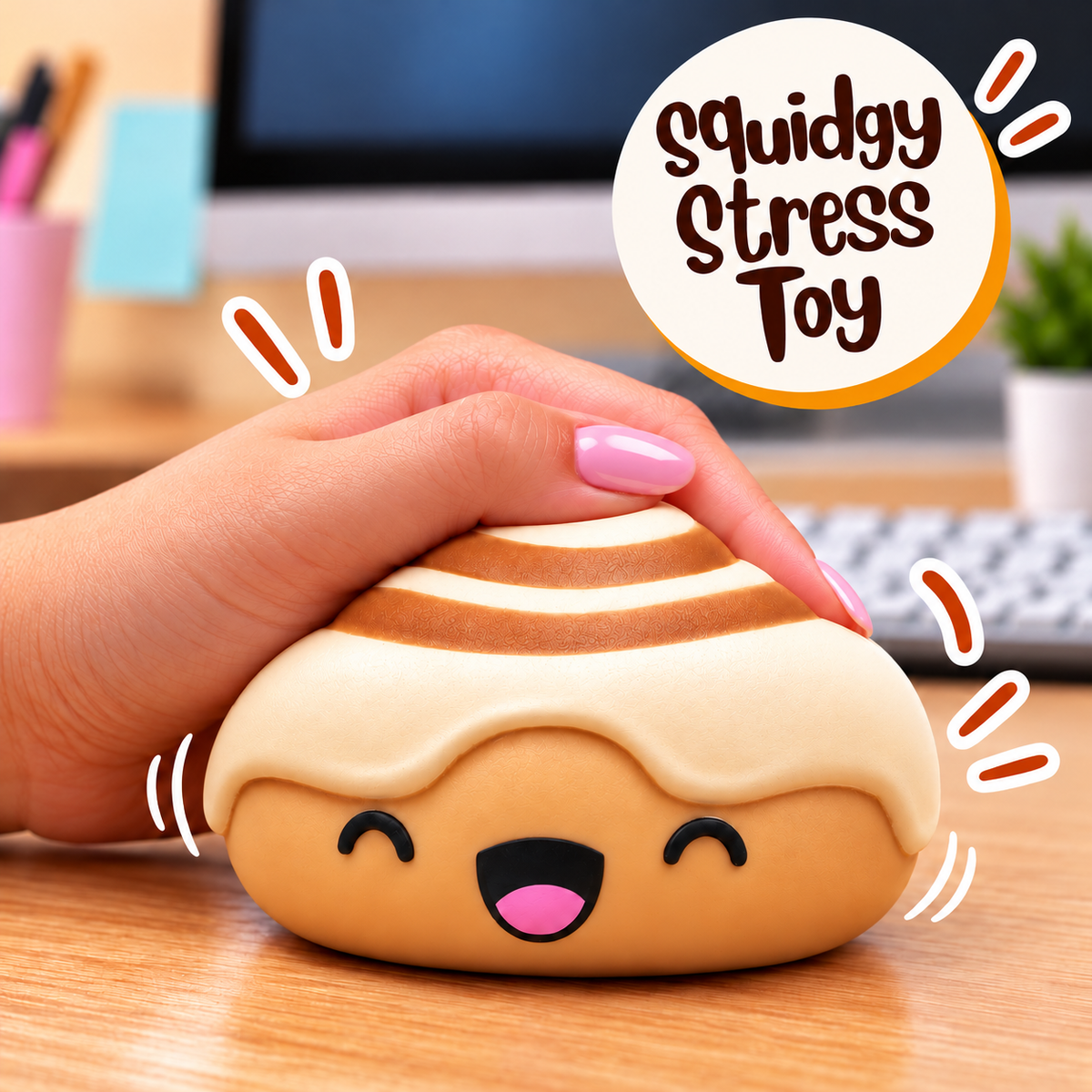 Nice Buns Cinnamon Roll Squishy – Slow Rise Stress Toy