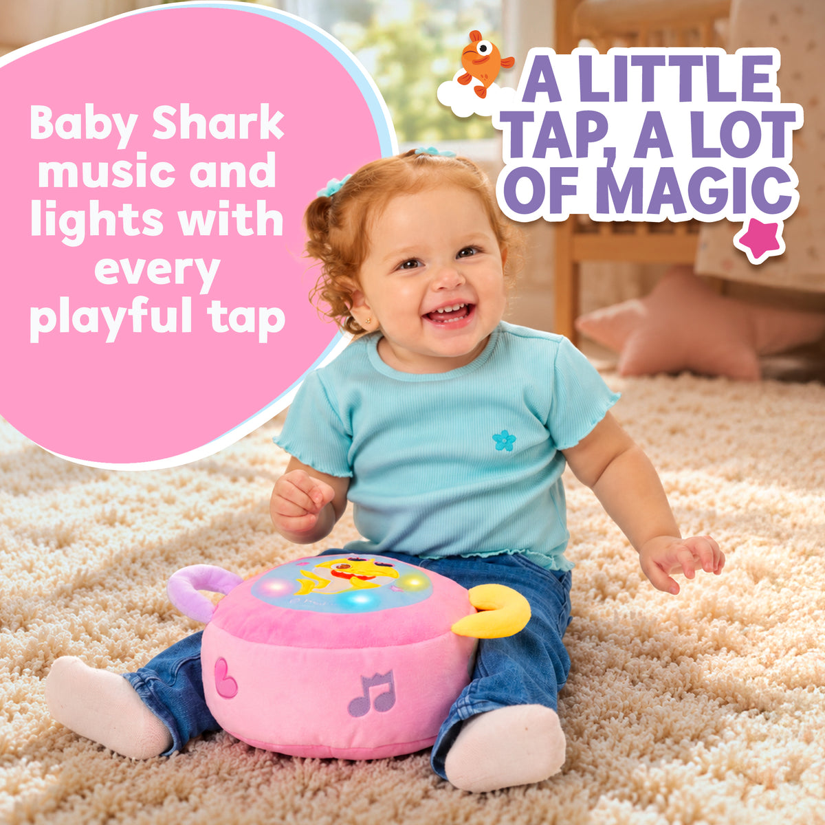 Baby Shark Plush Drum Pink