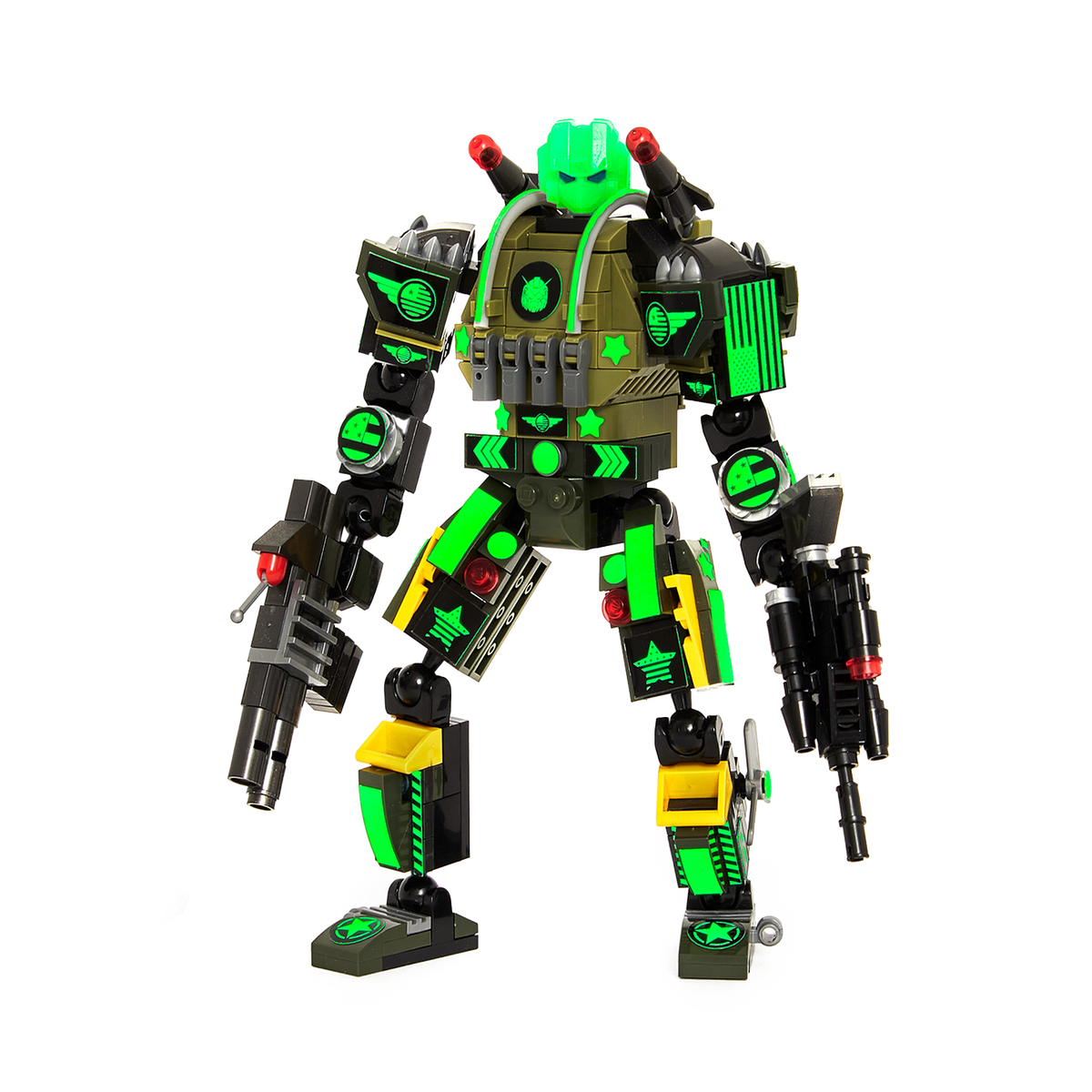 Alphazor — 3-in-1 Glow-in-the-Dark Robot, Raptor & Chopper Set
