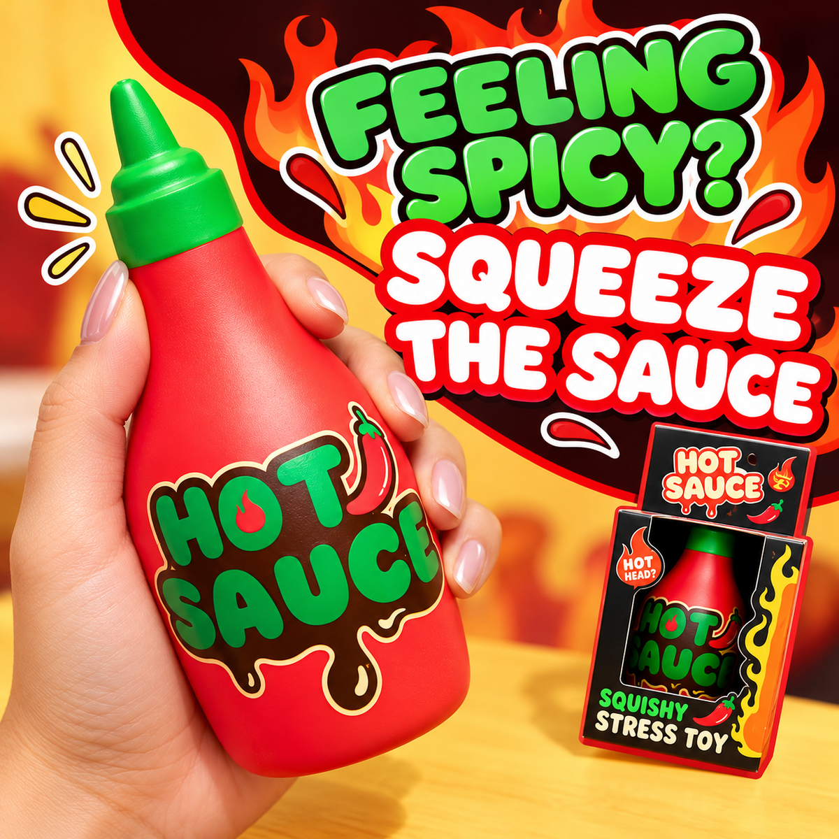Hot Sauce Bottle Squishy – Slow Rise Stress Toy