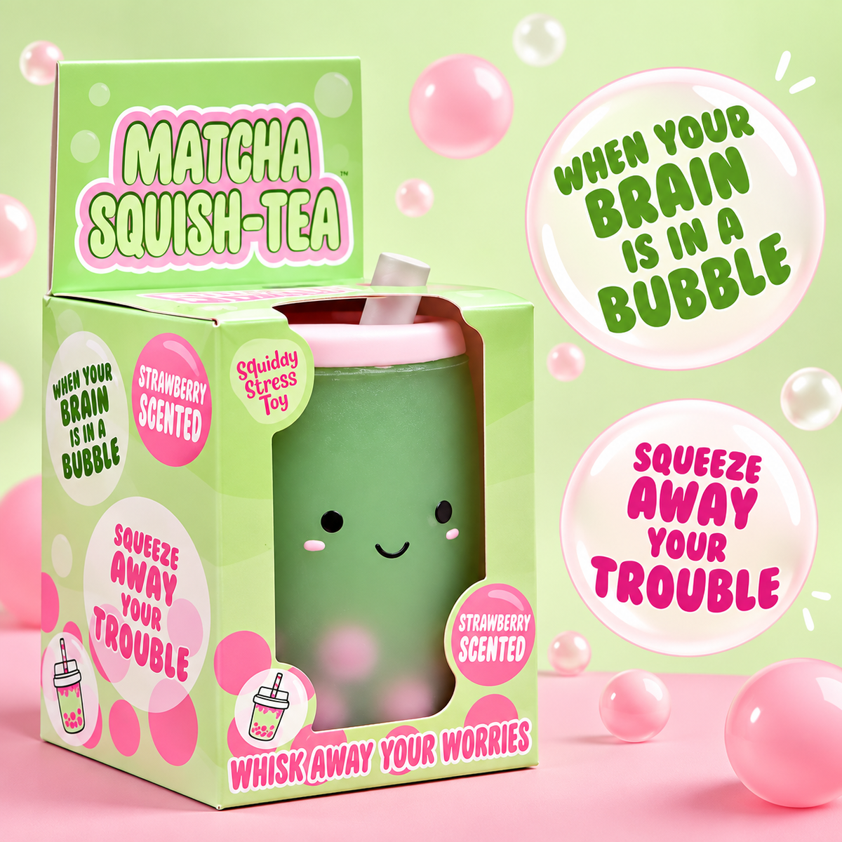 Matcha Squish-Tea Boba Squishy – Scented Stress Toy