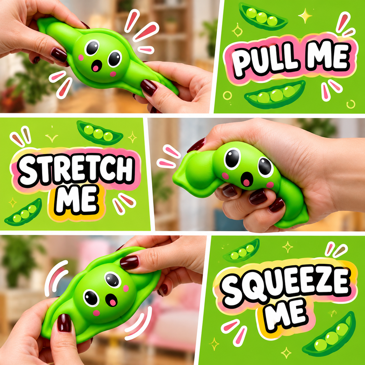Squeezy Peasy Pea Pod Stress Toy – Squishy Fidget
