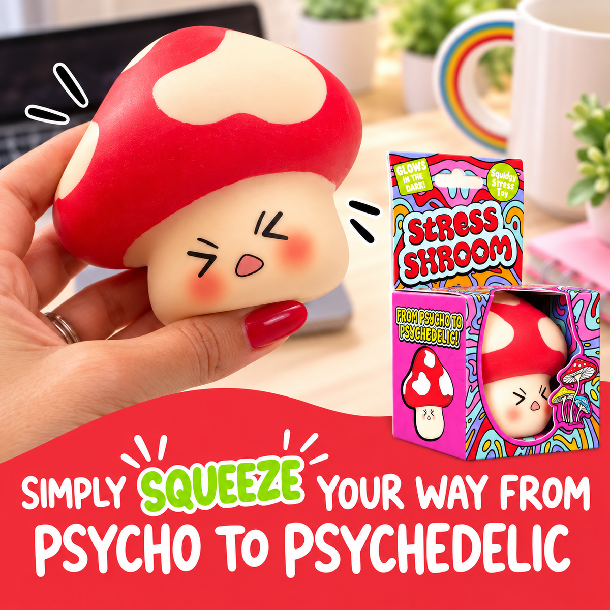 Stress Shroom Mushroom Squishy – Novelty Stress Toy